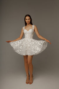Short Floral Lace Wedding Dress Selkie view 10