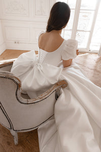 Mikado Wedding Gown Aurora with Long Train view 10