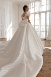Mikado Wedding Gown Aurora with Long Train view 13