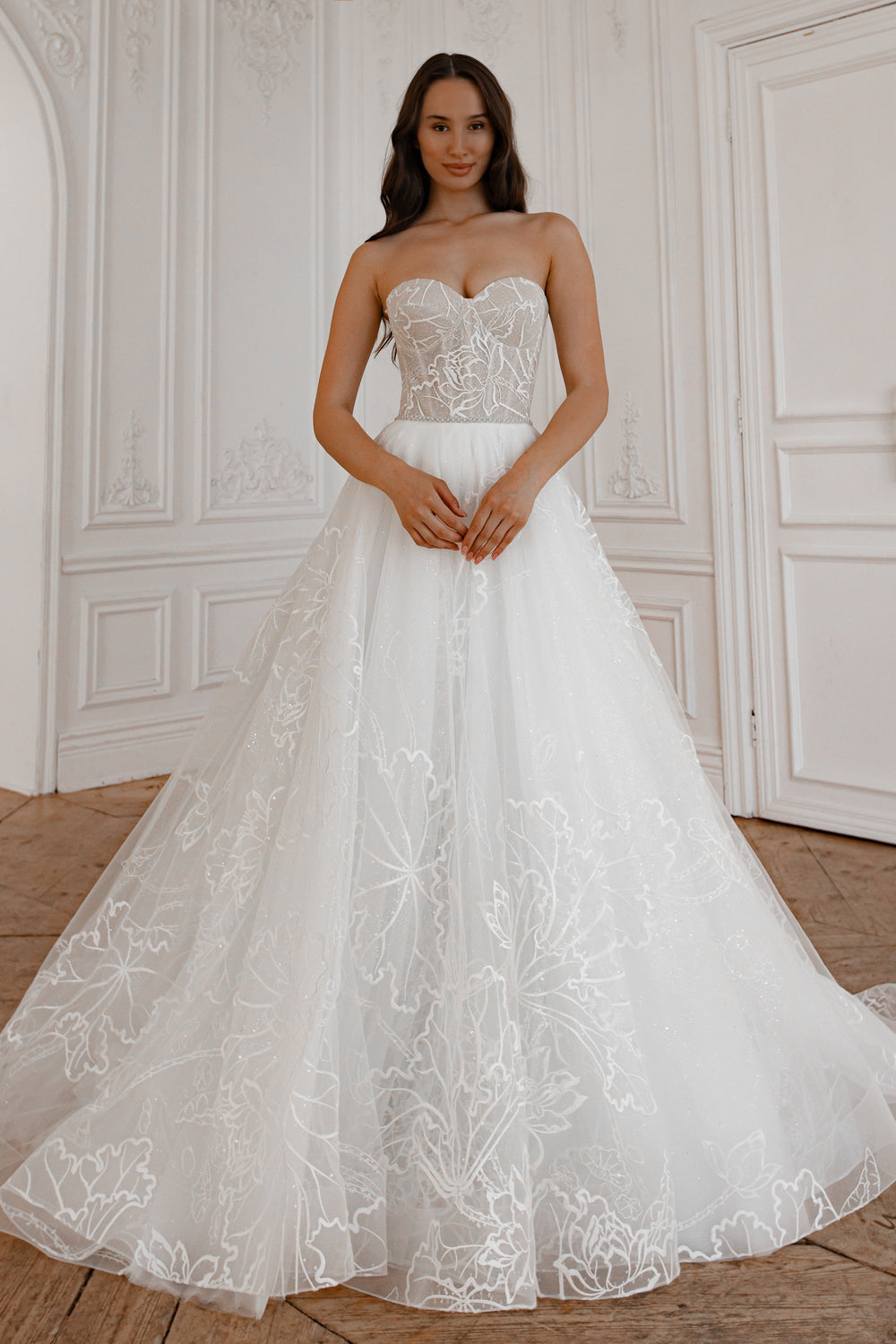 Light Ivory Floral Lace Wedding Dress Blum - VOLAKK