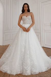 Light Ivory Floral Lace Wedding Dress Blum view 1