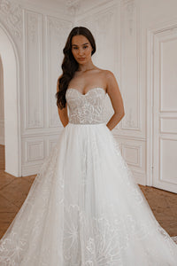 Light Ivory Floral Lace Wedding Dress Blum view 4