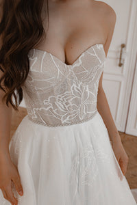 Light Ivory Floral Lace Wedding Dress Blum view 5