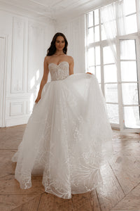 Light Ivory Floral Lace Wedding Dress Blum view 7