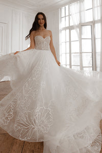 Light Ivory Floral Lace Wedding Dress Blum view 8