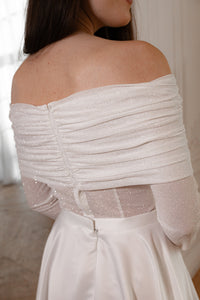 Light Ivory Glitter Bolero Grace with Long Sleeves view 4