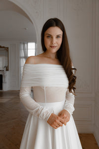 Light Ivory Glitter Bolero Grace with Long Sleeves view 6