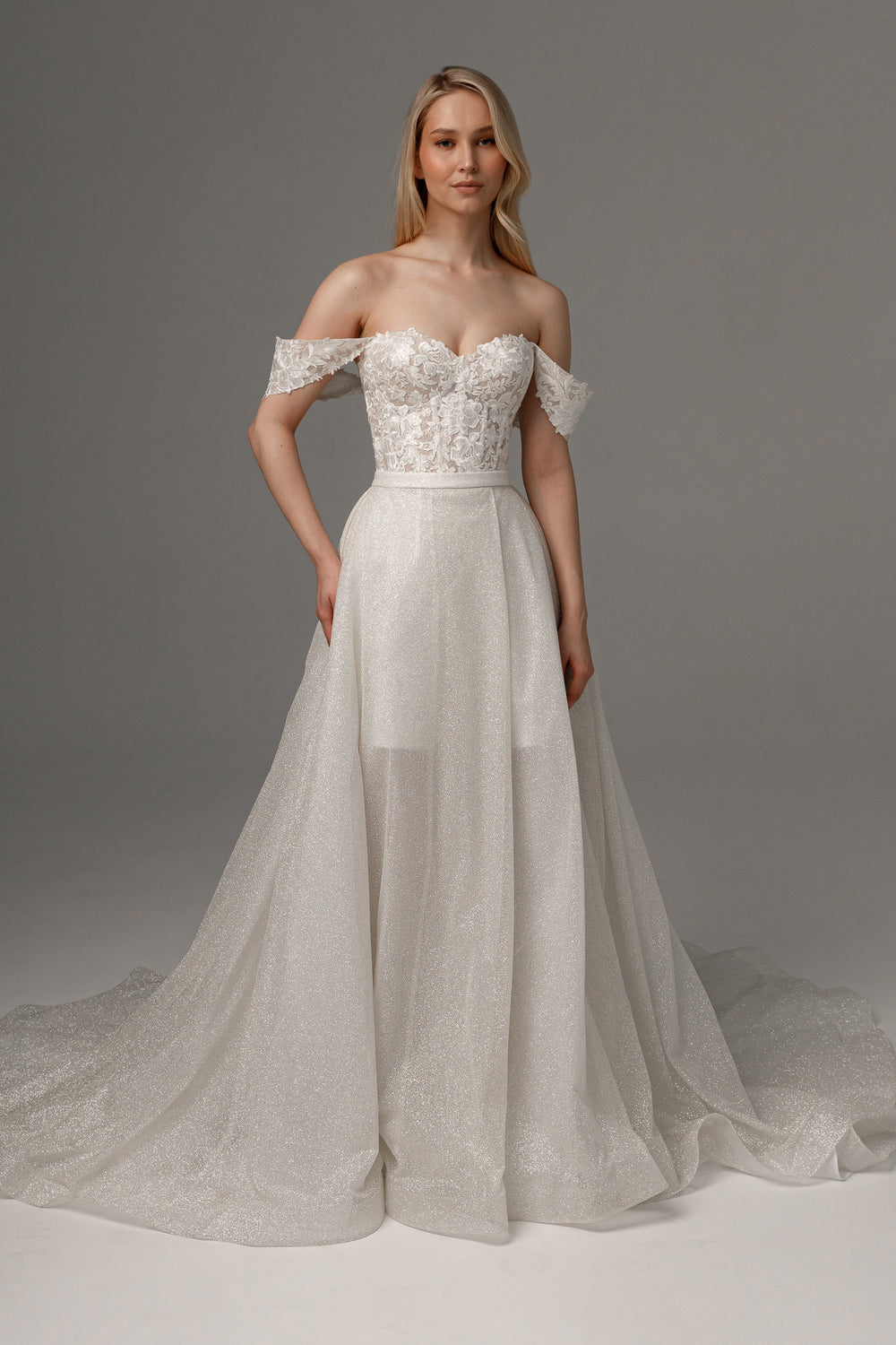 Exquisite 2 in 1 Wedding Dress Mitsis With Detachable Calista Skirt detail view - VOLAKK