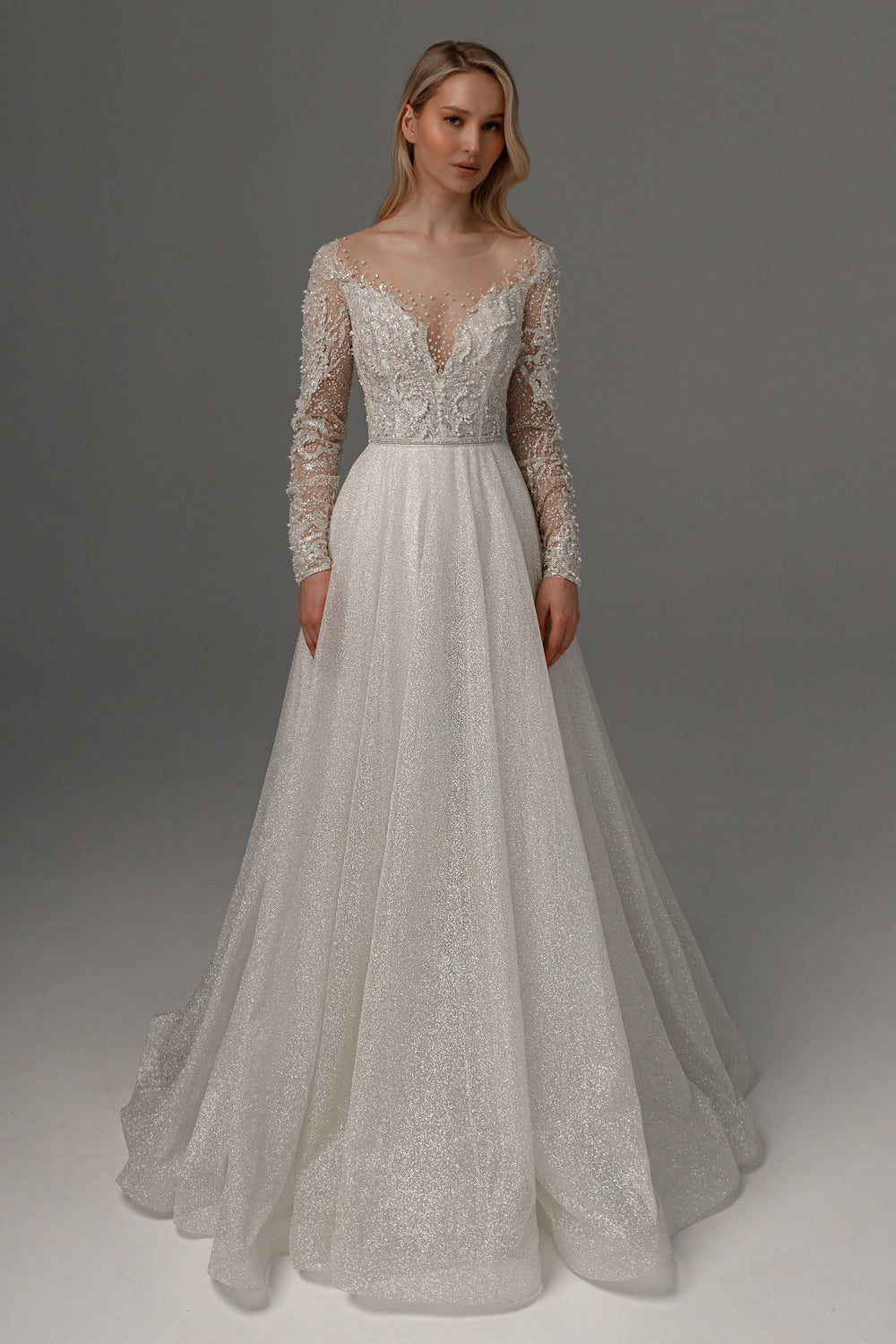 2 in 1 Wedding Dress Sabrina With Detachable Skirt Meryem details - VOLAKK