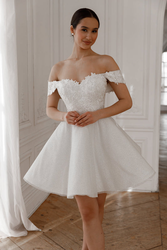 Short Lace Wedding Dress Aditi