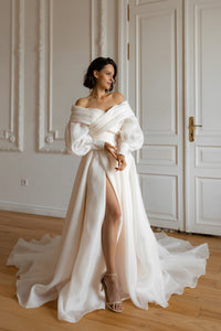 Coral Extra Convertible Wedding Dress Audrey (Basic dress + bolero + bow + detachable train) view 27