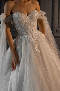 Floral Lace Wedding Dress Celia with Detachable Straps view 2