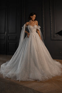 Floral Lace Wedding Dress Celia with Detachable Straps view 5
