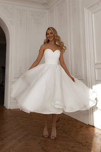 Organza Midi Wedding Dress Lamia view 3
