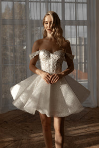 2 in 1 Short Wedding Dress Evelyn with Detachable Sophia Skirt view 10