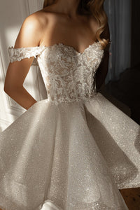 2 in 1 Short Wedding Dress Evelyn with Detachable Sophia Skirt view 6