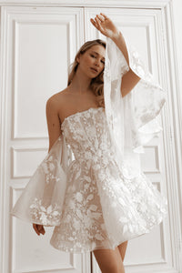 Floral Lace Wedding Dress Twilight Muse with Detachable Sleeves view 3