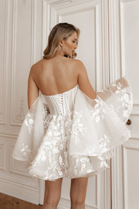 Floral Lace Wedding Dress Twilight Muse with Detachable Sleeves view 13