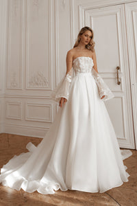 2 in 1 Short Wedding Dress Twilight Muse with Detachable Audrey Skirt view 2
