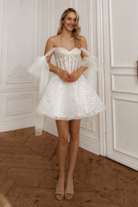 2 in 1 Short Wedding Dress Shiori with Detachable Protea Skirt view 6