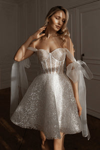 2 in 1 Short Wedding Dress Shiori with Detachable Protea Skirt view 13