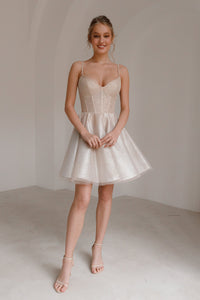 Nude Short Sparkle Evening Dress Rakel view 1