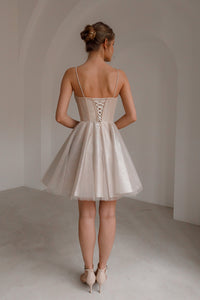 Nude Short Sparkle Evening Dress Rakel view 3