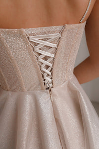 Nude Short Sparkle Evening Dress Rakel view 4