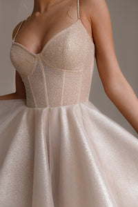 Nude Short Sparkle Evening Dress Rakel view 2