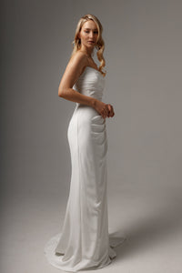 Sheath Wedding Dress Jelena with Leg Slit view 3