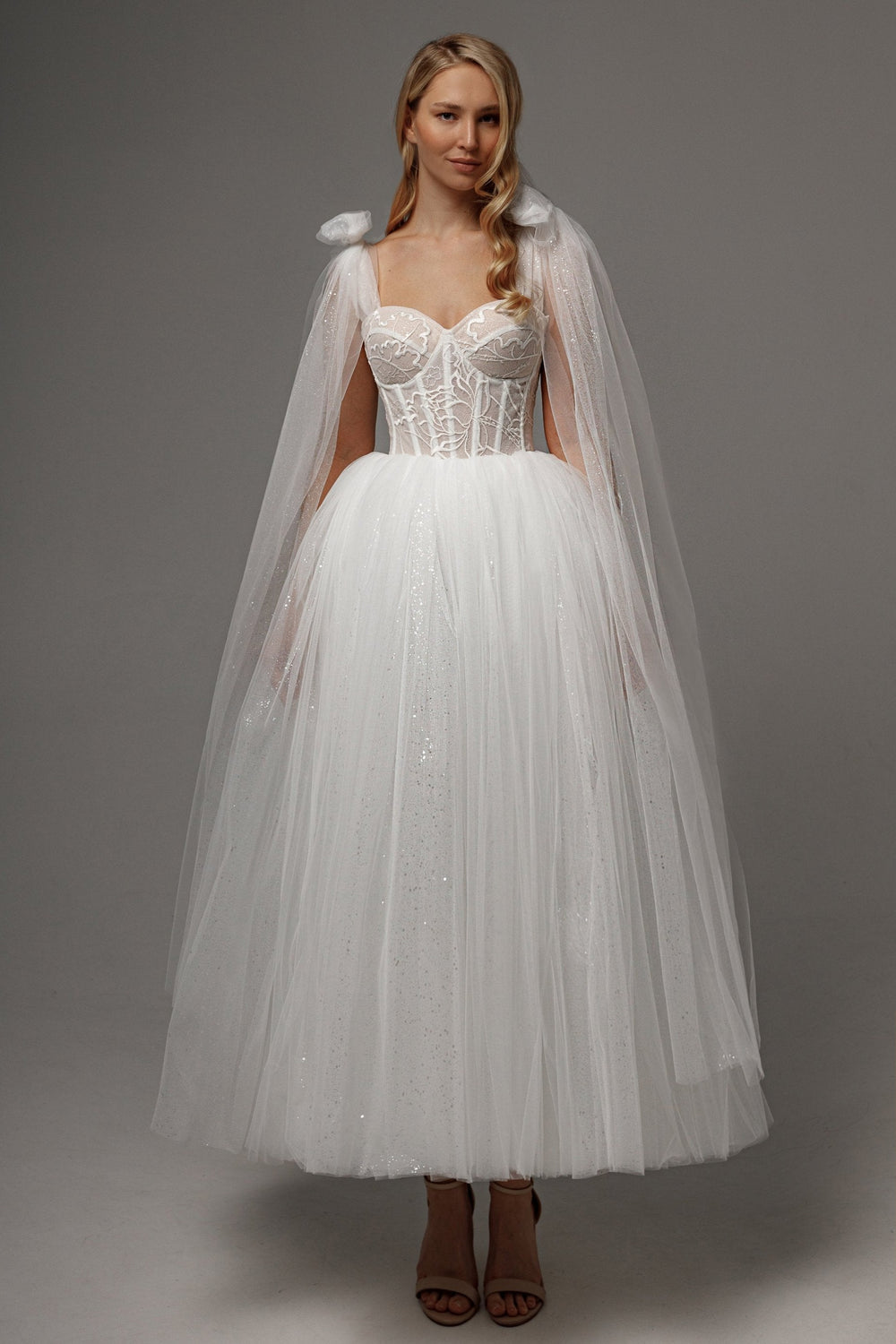 Wedding Dress Helena Midi with Detachable Straps - VOLAKK
