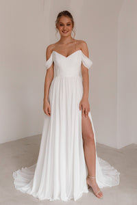 Chiffon Wedding Dress Marit With High Leg Slit view 8