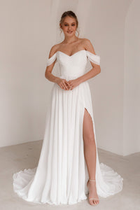 Chiffon Wedding Dress Marit With High Leg Slit view 1