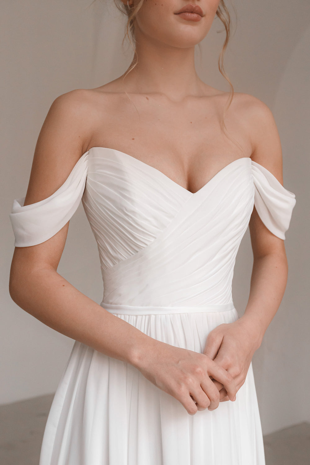 Chiffon Wedding Dress Marit With High Leg Slit details - VOLAKK