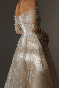 Floral Lace Wedding Dress Betty with Detachable Bolero view 7