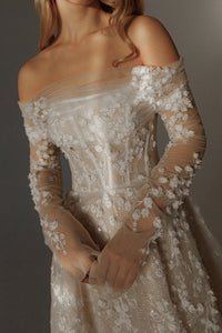 Floral Lace Wedding Dress Betty with Detachable Bolero view 8