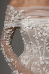 Floral Lace Wedding Dress Betty with Detachable Bolero view 17
