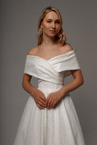 Sparkly Tea Length Wedding Dress Abril view 5
