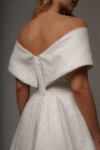 Sparkly Tea Length Wedding Dress Abril view 6