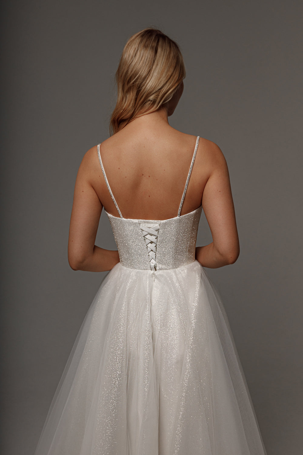 Exquisite Sparkly Wedding Dress Rakel 2 Midi detail view - VOLAKK