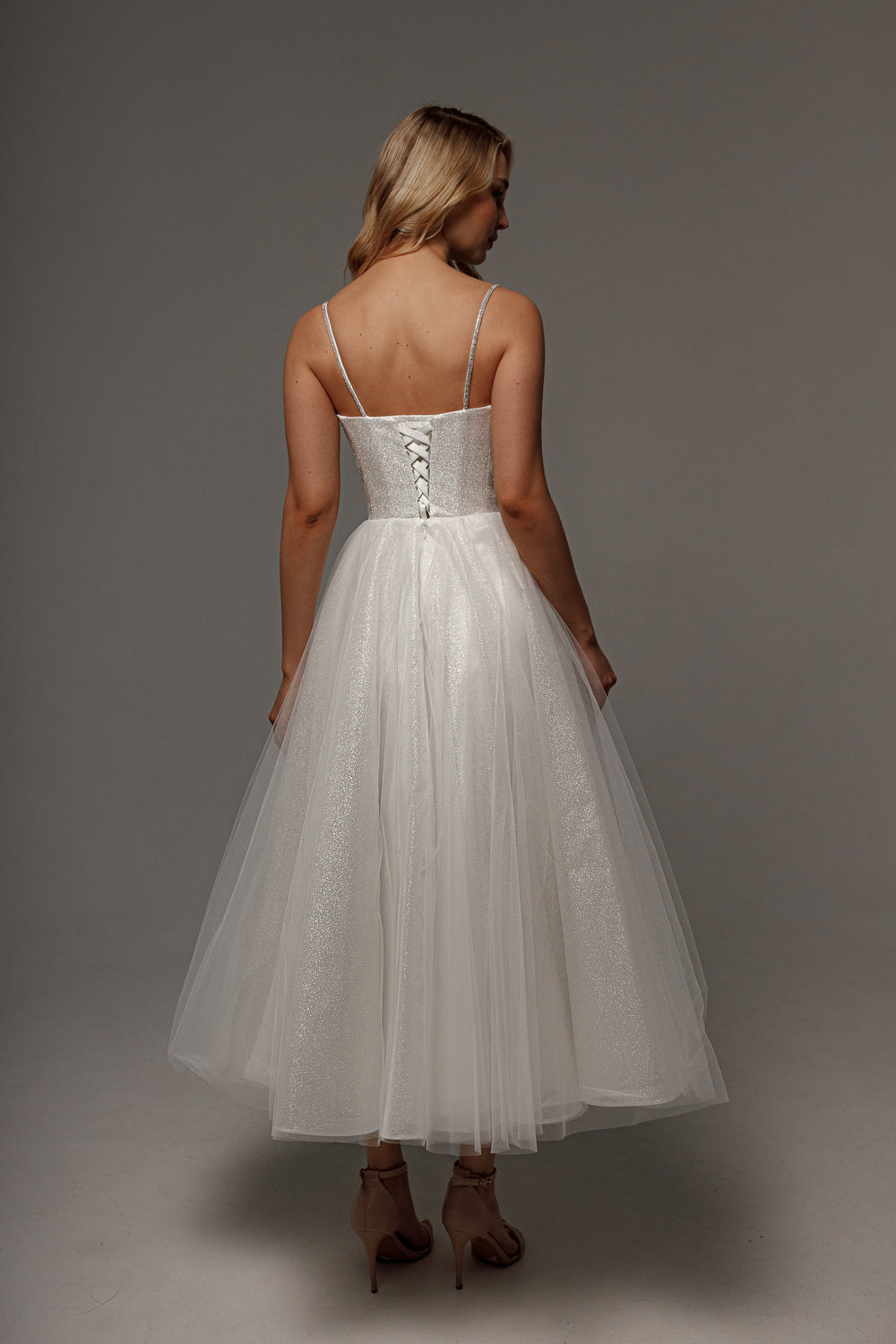 Sparkly Wedding Dress Rakel 2 Midi details - VOLAKK
