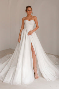Sparkle Sleeveless Wedding Dress Mirrorball with Detachable Bow view 2