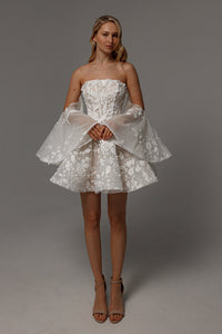 Floral Lace Wedding Dress Twilight Muse with Detachable Sleeves view 11