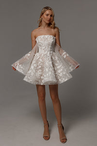 Floral Lace Wedding Dress Twilight Muse with Detachable Sleeves view 1