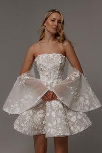 Floral Lace Wedding Dress Twilight Muse with Detachable Sleeves view 7