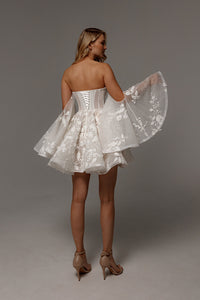 Floral Lace Wedding Dress Twilight Muse with Detachable Sleeves view 9