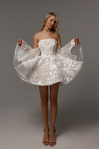 Floral Lace Wedding Dress Twilight Muse with Detachable Sleeves view 10