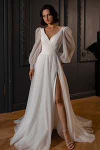 Sparkly Wedding Dress Inger With Leg Slit view 1