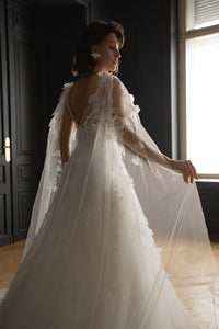 Floral Lace Wedding Dress Chyanne with Detachable Wings view 17