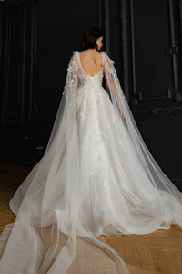Floral Lace Wedding Dress Chyanne with Detachable Wings view 3